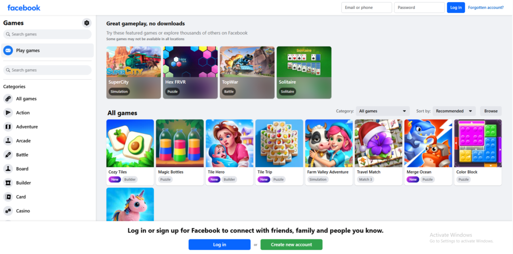 Facebook Games social gameplay